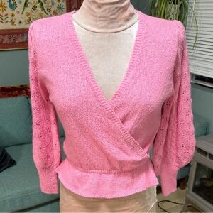 Reference Point by Garrett VTG Silk Angora long sleeve wrap Pink wrap Sweater M